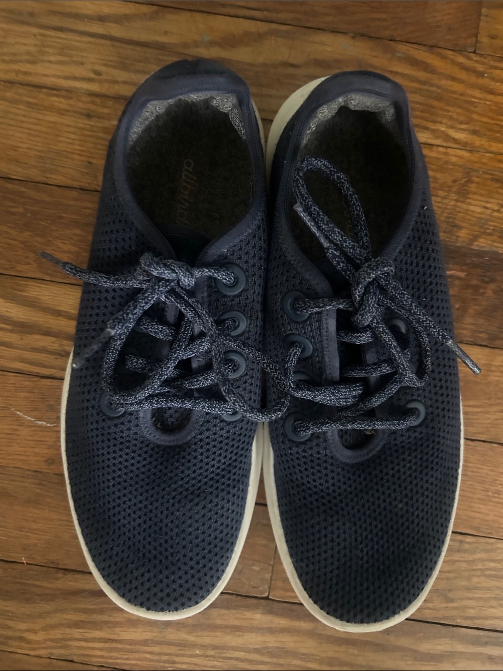 Allbirds Navy Lace-Up Sneakers in Navy and Off-White W8
